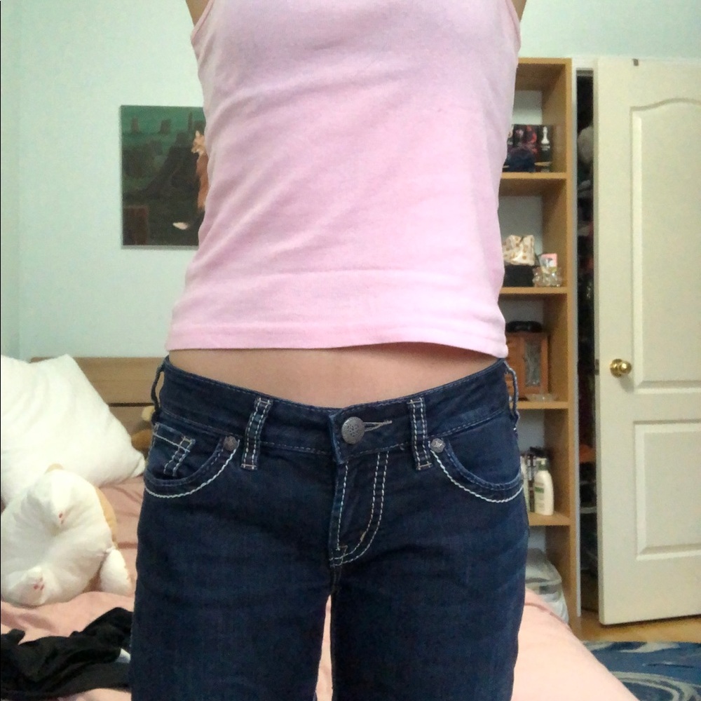 VINTAGE Y2K SILVER LOW RISE BOOTCUT JEANS
